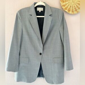 JIGSAW Women's Light Blue Glen Plaid Blazer‎ Jacket Size 10